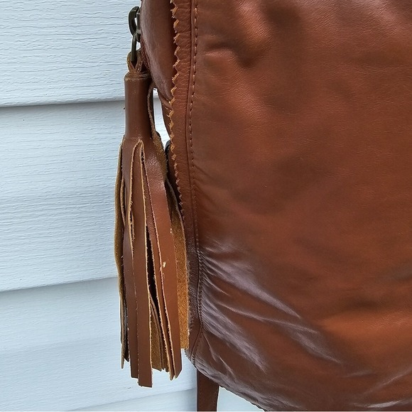 Latico NJ USA Women's Pecan Brown Leather Backpack Pocketbook Tassel Zip Up Tote - Picture 2 of 11